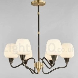 Designer Touch Decorative Retro Vintage Brass Pendant Candle Chandelier with Glass Shades