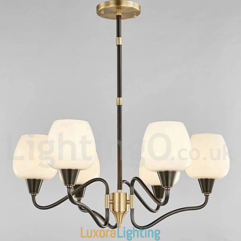 Designer Touch Decorative Retro Vintage Brass Pendant Candle Chandelier with Glass Shades