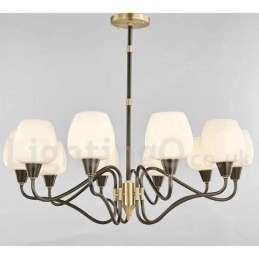 Designer Touch Decorative Retro Vintage Brass Pendant Candle Chandelier with Glass Shades