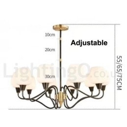 Designer Touch Decorative Retro Vintage Brass Pendant Candle Chandelier with Glass Shades
