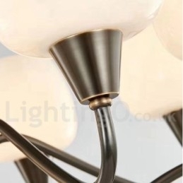 Designer Touch Decorative Retro Vintage Brass Pendant Candle Chandelier with Glass Shades