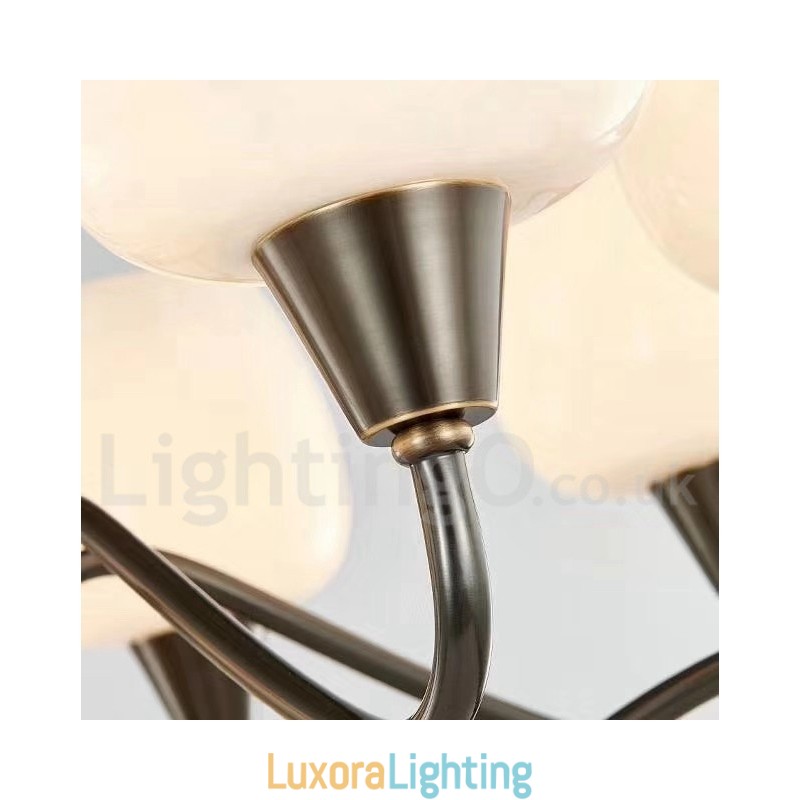 Designer Touch Decorative Retro Vintage Brass Pendant Candle Chandelier with Glass Shades