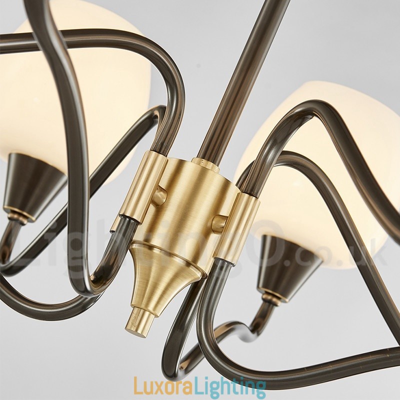 Designer Touch Decorative Retro Vintage Brass Pendant Candle Chandelier with Glass Shades