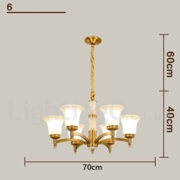 Designer Touch Decorative Pure Brass Luxurious Rustic Retro Vintage Brass Stone Pendant Candle Chandelier with Glass Shades