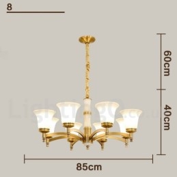 Designer Touch Decorative Pure Brass Luxurious Rustic Retro Vintage Brass Stone Pendant Candle Chandelier with Glass Shades