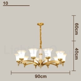 Designer Touch Decorative Pure Brass Luxurious Rustic Retro Vintage Brass Stone Pendant Candle Chandelier with Glass Shades