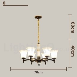 Designer Touch Decorative Pure Brass Luxurious Rustic Retro Vintage Brass Stone Pendant Candle Chandelier with Glass Shades