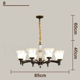 Designer Touch Decorative Pure Brass Luxurious Rustic Retro Vintage Brass Stone Pendant Candle Chandelier with Glass Shades