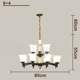 Designer Touch Decorative Pure Brass Luxurious Rustic Retro Vintage Brass Stone Pendant Candle Chandelier with Glass Shades