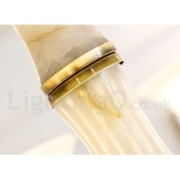 Designer Touch Decorative Pure Brass Luxurious Rustic Retro Vintage Brass Stone Pendant Candle Chandelier with Glass Shades