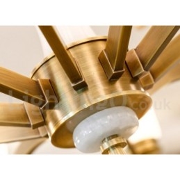 Designer Touch Decorative Pure Brass Luxurious Rustic Retro Vintage Brass Stone Pendant Candle Chandelier with Glass Shades