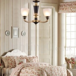 Designer Touch Decorative Pure Brass Luxurious Rustic Retro Vintage Brass Pendant Candle Chandelier with Glass Shades