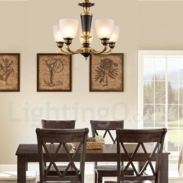 Designer Touch Decorative Pure Brass Luxurious Rustic Retro Vintage Brass Pendant Candle Chandelier with Glass Shades