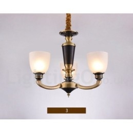 Designer Touch Decorative Pure Brass Luxurious Rustic Retro Vintage Brass Pendant Candle Chandelier with Glass Shades