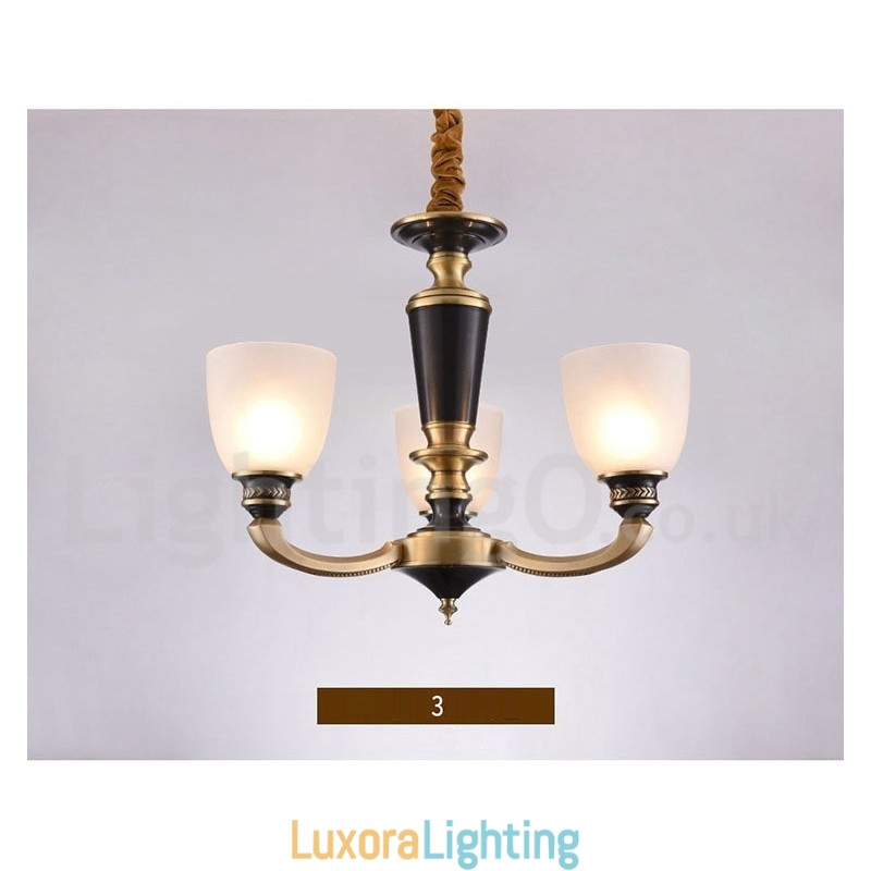 Designer Touch Decorative Pure Brass Luxurious Rustic Retro Vintage Brass Pendant Candle Chandelier with Glass Shades