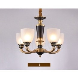 Designer Touch Decorative Pure Brass Luxurious Rustic Retro Vintage Brass Pendant Candle Chandelier with Glass Shades