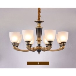 Designer Touch Decorative Pure Brass Luxurious Rustic Retro Vintage Brass Pendant Candle Chandelier with Glass Shades