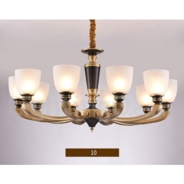 Designer Touch Decorative Pure Brass Luxurious Rustic Retro Vintage Brass Pendant Candle Chandelier with Glass Shades