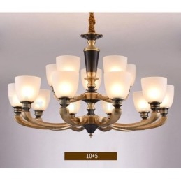 Designer Touch Decorative Pure Brass Luxurious Rustic Retro Vintage Brass Pendant Candle Chandelier with Glass Shades