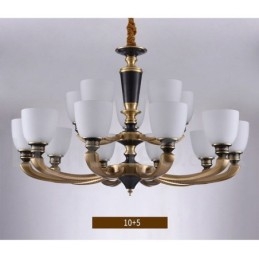 Designer Touch Decorative Pure Brass Luxurious Rustic Retro Vintage Brass Pendant Candle Chandelier with Glass Shades