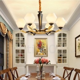 Designer Touch Decorative Pure Brass Luxurious Rustic Retro Vintage Brass Pendant Candle Chandelier with Glass Shades