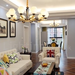 Designer Touch Decorative Pure Brass Luxurious Rustic Retro Vintage Brass Pendant Candle Chandelier with Glass Shades