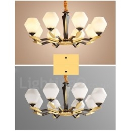 Designer Touch Decorative Pure Brass Luxurious Rustic Retro Vintage Brass Pendant Candle Chandelier with Glass Shades