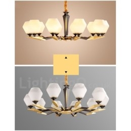 Designer Touch Decorative Pure Brass Luxurious Rustic Retro Vintage Brass Pendant Candle Chandelier with Glass Shades