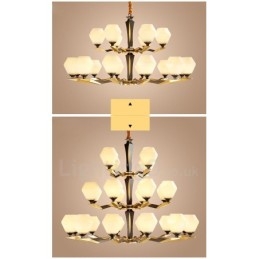 Designer Touch Decorative Pure Brass Luxurious Rustic Retro Vintage Brass Pendant Candle Chandelier with Glass Shades