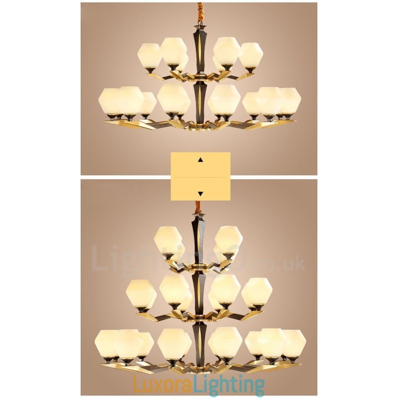 Designer Touch Decorative Pure Brass Luxurious Rustic Retro Vintage Brass Pendant Candle Chandelier with Glass Shades