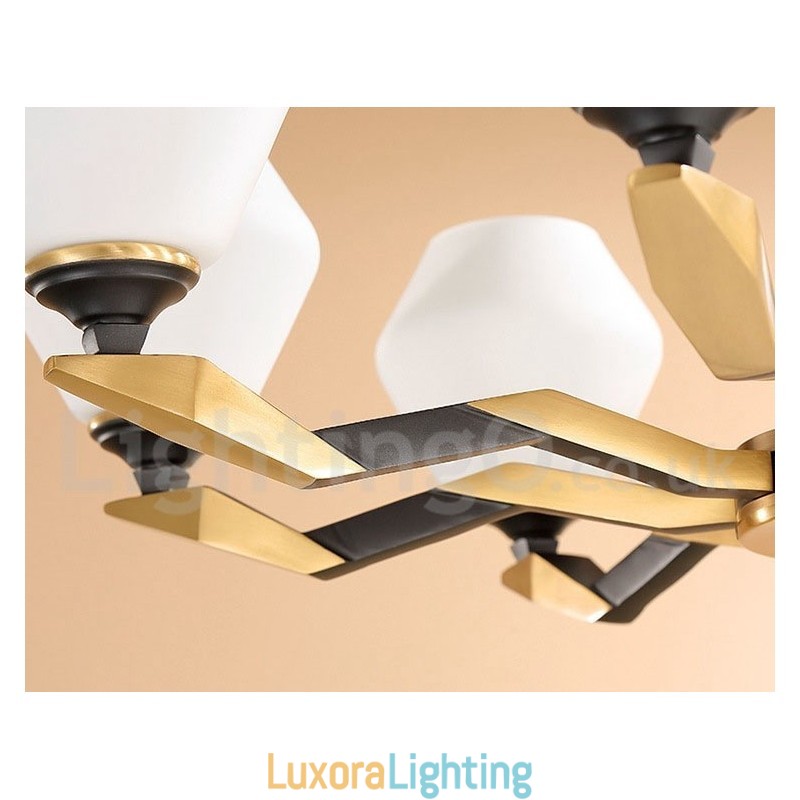 Designer Touch Decorative Pure Brass Luxurious Rustic Retro Vintage Brass Pendant Candle Chandelier with Glass Shades