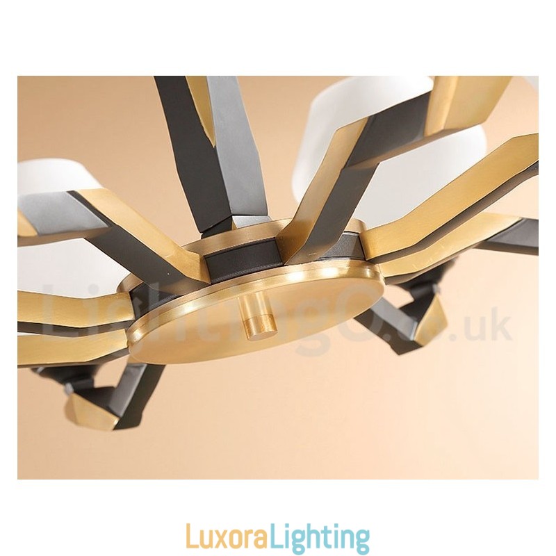 Designer Touch Decorative Pure Brass Luxurious Rustic Retro Vintage Brass Pendant Candle Chandelier with Glass Shades