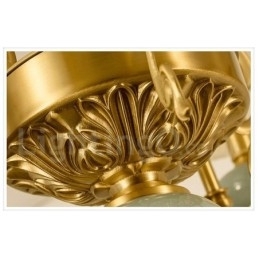 Designer Touch Decorative Pure Brass Luxurious Rustic Retro Vintage Brass Ceramics Pendant Candle Chandelier with Fabric Shades