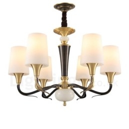 Designer Touch Decorative Pure Brass Luxurious Rustic Retro Vintage Brass Stone Pendant Candle Chandelier with Glass Shades