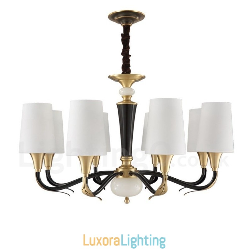 Designer Touch Decorative Pure Brass Luxurious Rustic Retro Vintage Brass Stone Pendant Candle Chandelier with Glass Shades