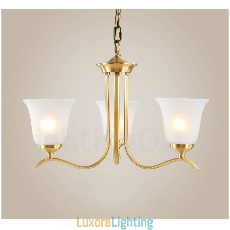 Designer Touch Decorative Pure Brass Luxurious Rustic Retro Vintage Brass Pendant Candle Chandelier with Glass Shades
