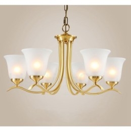 Designer Touch Decorative Pure Brass Luxurious Rustic Retro Vintage Brass Pendant Candle Chandelier with Glass Shades
