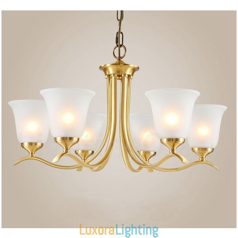 Designer Touch Decorative Pure Brass Luxurious Rustic Retro Vintage Brass Pendant Candle Chandelier with Glass Shades