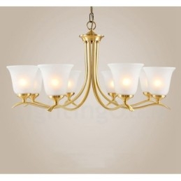 Designer Touch Decorative Pure Brass Luxurious Rustic Retro Vintage Brass Pendant Candle Chandelier with Glass Shades