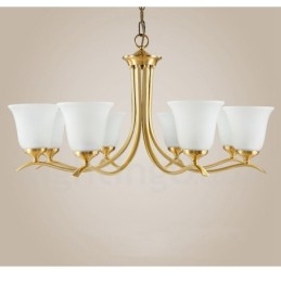 Designer Touch Decorative Pure Brass Luxurious Rustic Retro Vintage Brass Pendant Candle Chandelier with Glass Shades