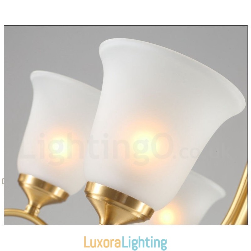 Designer Touch Decorative Pure Brass Luxurious Rustic Retro Vintage Brass Pendant Candle Chandelier with Glass Shades