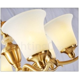 Designer Touch Decorative Pure Brass Luxurious Rustic Retro Vintage Brass Stone Pendant Candle Chandelier with Glass Shades