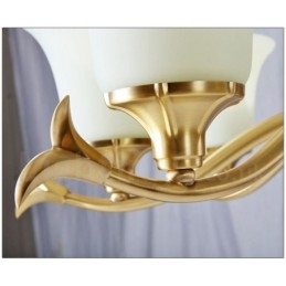 Designer Touch Decorative Pure Brass Luxurious Rustic Retro Vintage Brass Stone Pendant Candle Chandelier with Glass Shades