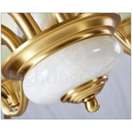 Designer Touch Decorative Pure Brass Luxurious Rustic Retro Vintage Brass Stone Pendant Candle Chandelier with Glass Shades