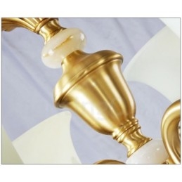 Designer Touch Decorative Pure Brass Luxurious Rustic Retro Vintage Brass Stone Pendant Candle Chandelier with Glass Shades