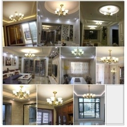 Designer Touch Decorative Pure Brass Luxurious Rustic Retro Vintage Brass Stone Pendant Candle Chandelier with Glass Shades