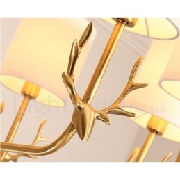 Designer Touch Decorative Pure Brass Luxurious Rustic Retro Vintage Brass Pendant Candle Chandelier with Fabric Shades