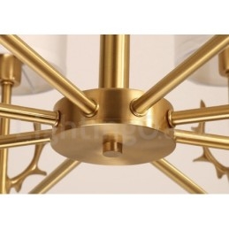 Designer Touch Decorative Pure Brass Luxurious Rustic Retro Vintage Brass Pendant Candle Chandelier with Fabric Shades