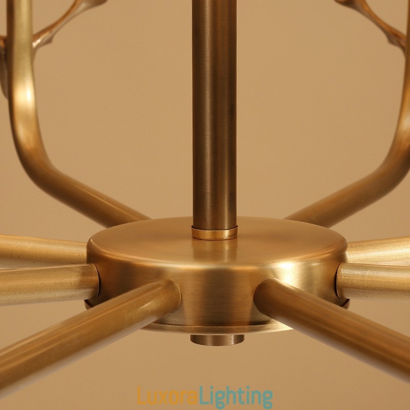 Designer Touch Decorative Pure Brass Luxurious Rustic Retro Vintage Brass Pendant Candle Chandelier with Fabric Shades