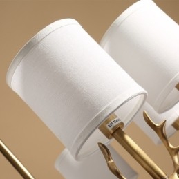 Designer Touch Decorative Pure Brass Luxurious Rustic Retro Vintage Brass Pendant Candle Chandelier with Fabric Shades